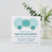 Retro-Feuerwerk Neujahr einladen, Aquamarin Einladung (Stehend Vorderseite)