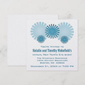 Retro Feuerwerke Neujahrsfest einladen, blau Einladung (Vorne/Hinten)