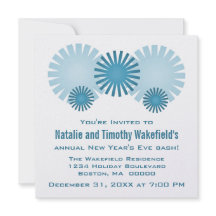 Retro Feuerwerke Neujahrsfest einladen, blau