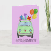 Retro Fiat 500 Card zum Geburtstag Karte (Vorderseite)