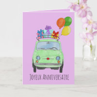 Retro Fiat 500 Card zum Geburtstag