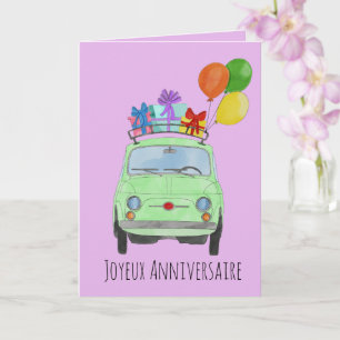 Retro Fiat 500 Card zum Geburtstag Karte