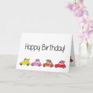 Retro Fiat 500 Geburtstag Karte
