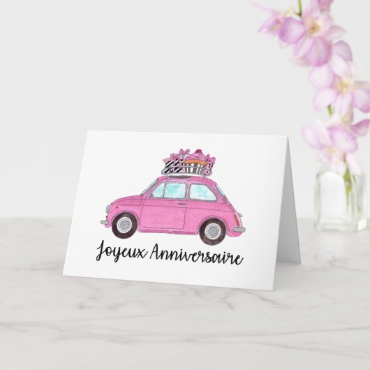 Retro Fiat 500 Karte (Orchidee)