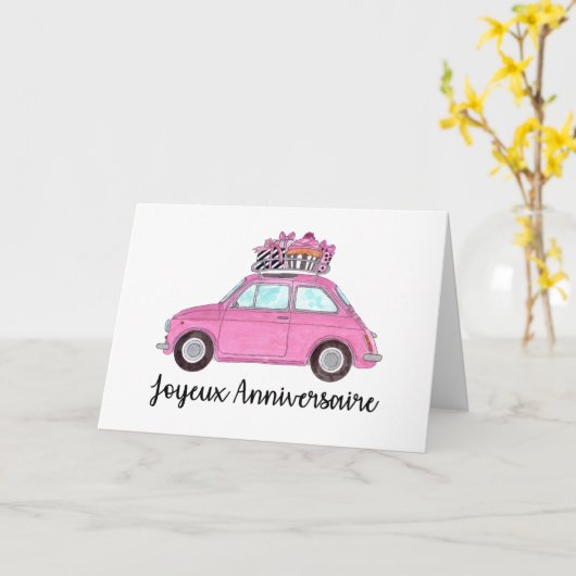Retro Fiat 500 Karte (Gelbe Blume)