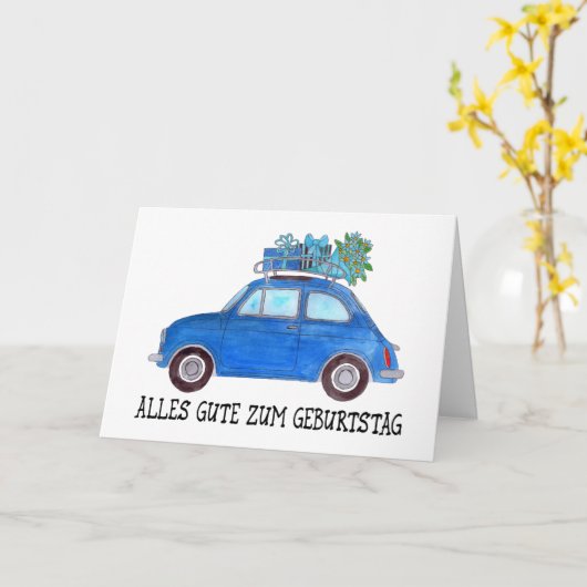 Retro Fiat 500 Karte (Gelbe Blume)