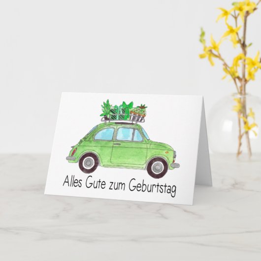 Retro Fiat 500 Karte (Gelbe Blume)
