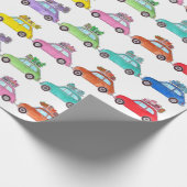 Retro Fiat 500 mit Geschenken Geschenkpapier (Ecke)