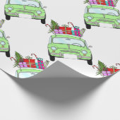 Retro Fiat 500 mit Weihnachtsgeschenken Geschenkpapier (Ecke)
