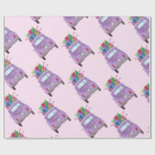 Retro Fiat 500 mit Weihnachtsgeschenken Geschenkpapier (Flach)