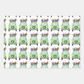 Retro Fiat 500 mit Weihnachtsgeschenken Geschenkpapier Set (Vorderseite)