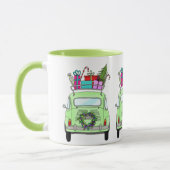 Retro Fiat 500 mit Weihnachtsgeschenken Tasse (Links)