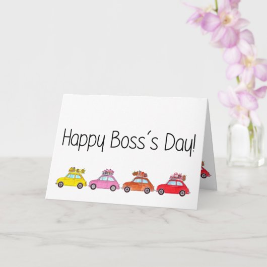 Retro Fiat 500´s Boss's Day Karte (Orchidee)