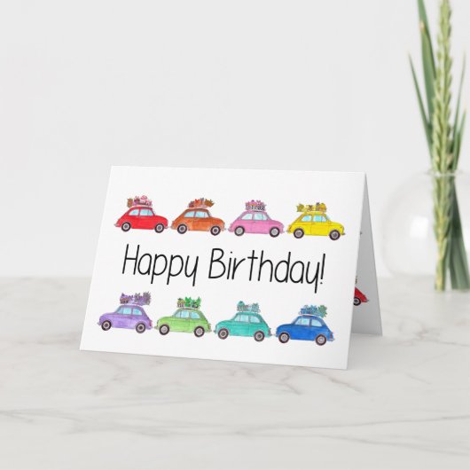Retro Fiat 500´s Geburtstag Karte (Vorderseite)