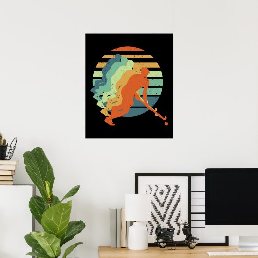 Retro Field Hockey Game Player, Field Hockey Sport Poster (Heimbüro)