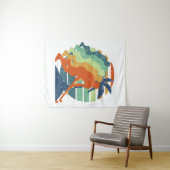 Retro Field Hockey Game Player, Field Hockey Sport Wandteppich (Beispiel (Horizontal))