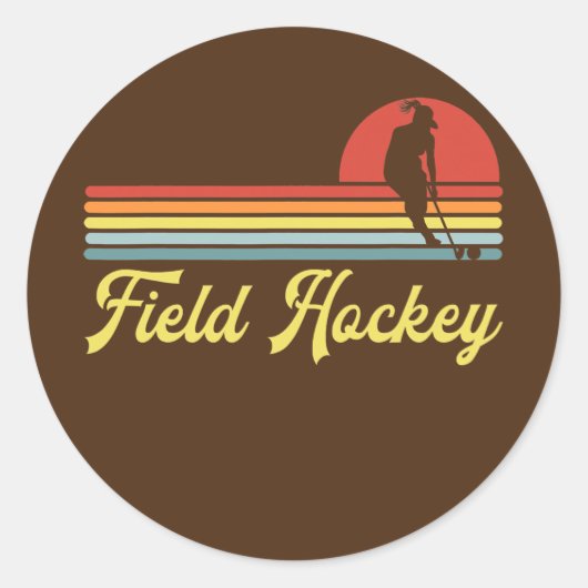 Retro Field Hockey Women  Runder Aufkleber (Vorderseite)