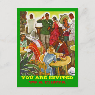 Retro FIESTA Einladung FARBE PARTY START