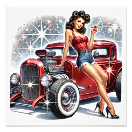 RETRO FIFTIES Button Up Girl Fotodruck