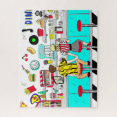 Retro Fifties Diner mit Holding Handgriffen Puzzle (Vertikal)