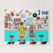 Retro Fifties Diner mit Holding Handgriffen Puzzle (Horizontal)