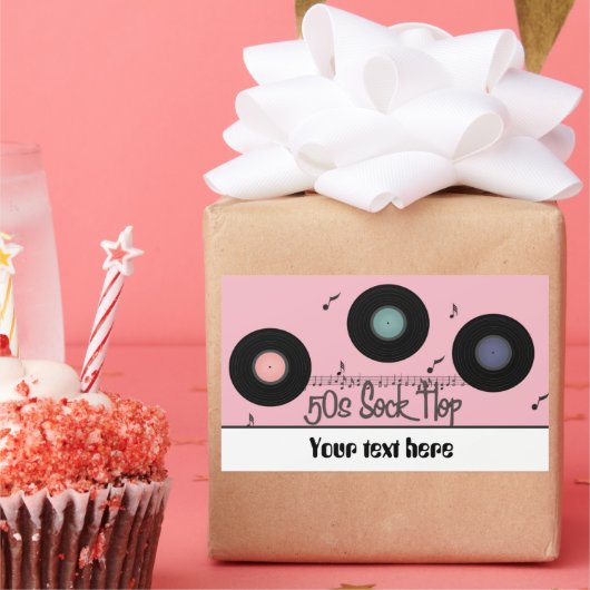 Retro Fifties Sock Hop Party individuell anpassbar Rechteckiger Aufkleber (Party)