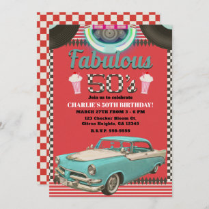 Retro Fifties Vintag Classic Car 50's 50 Party Einladung