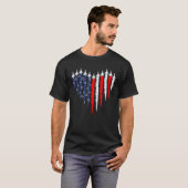 Retro Fighter Jet Airplane American Flag Heart 4th T-Shirt (Vorne ganz)