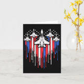 Retro Fighter Jet Airplane Amerikanisches Flaggenh Karte (Gelbe Blume)