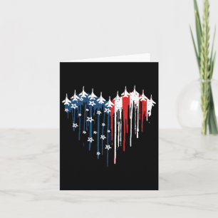 Retro Fighter Jet Airplane Amerikanisches Flaggenh Karte