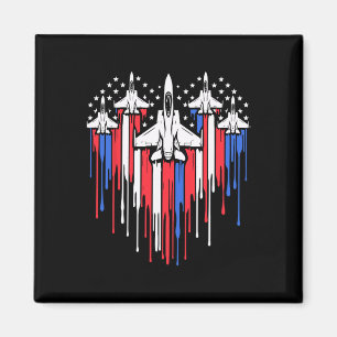 Retro Fighter Jet Airplane Amerikanisches Flaggenh Magnet