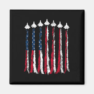 Retro Fighter Jet Airplane Amerikanisches Flaggenh Magnet