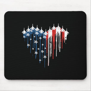 Retro Fighter Jet Airplane Amerikanisches Flaggenh Mousepad