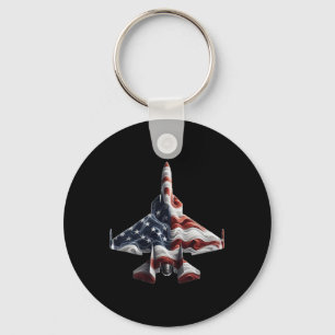 Retro Fighter Jet Airplane Amerikanisches Flaggenh Schlüsselanhänger