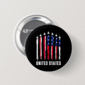 Retro Fighter Jet Airplane USA Flag 4. Juli Pa Button (Vorne & Hinten)