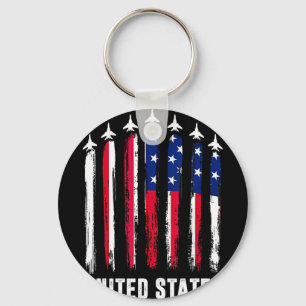 Retro Fighter Jet Airplane USA Flag 4. Juli Pa Schlüsselanhänger