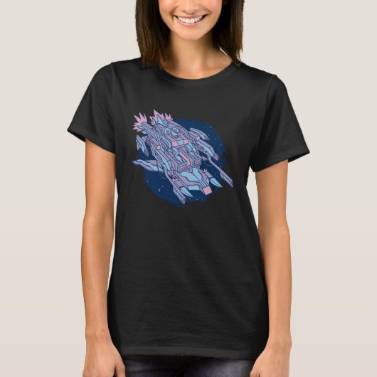 Retro fighter shuttle space aliens T-Shirt (Vorderseite)