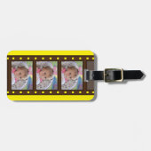 Retro-Film des personalisierten Fotos Streifen gel Gepäckanhänger (Vorderseite horizontal)