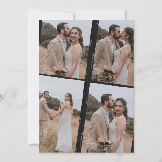 Retro Film Foto Wedding Collage Danke Karten (Vorderseite)