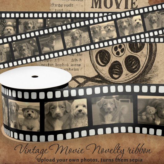 Retro Film Strip Personalisiert DIY 10 Bilder Sepi Satinband