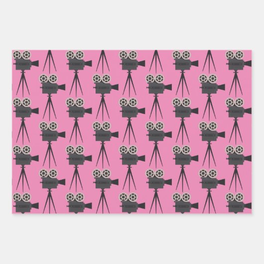 Retro-Filmkamera Geschenkpapier Set (Vorderseite)