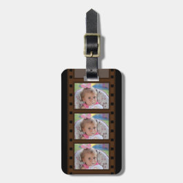 Retro-Filmstreifen Bis zu 3 Fotos auf schwarz Gepäckanhänger