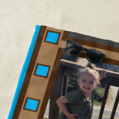 Retro-Filmstreifen bis zu 3 Fotos blau hinzufügen Strandtuch (Beispiel)
