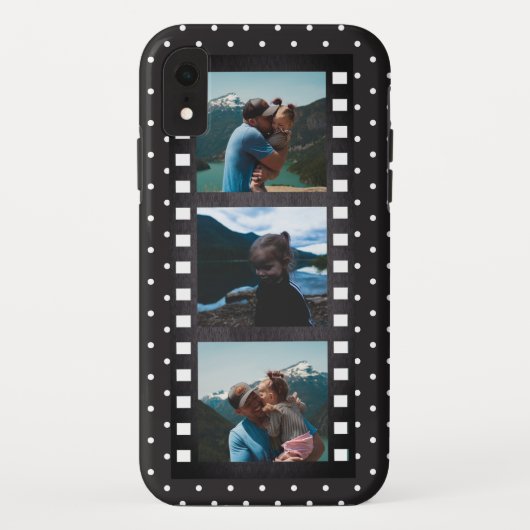 Retro Filmstrip Black Polka Dot FotoCollage Case-Mate iPhone Hülle (Rückseite)