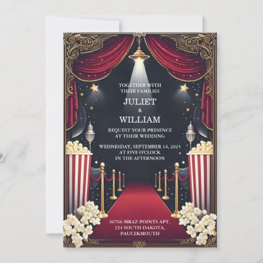 Retro-Filmticket im Kino am beliebtesten bei Hochz Einladung (Vorderseite)