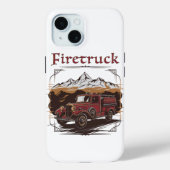 Retro fire engine mountain range Case-Mate iPhone hülle (Rückseite)