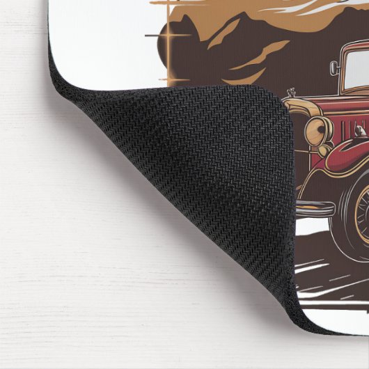 Retro fire engine mountain range mousepad (Ecke)
