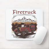 Retro fire engine mountain range mousepad (Mit Mouse)