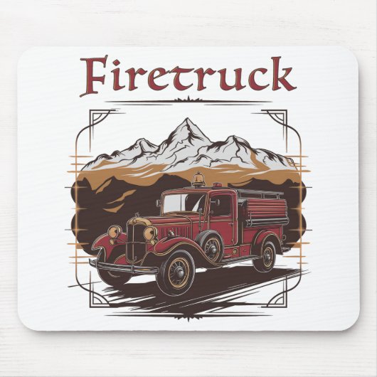 Retro fire engine mountain range mousepad (Vorne)