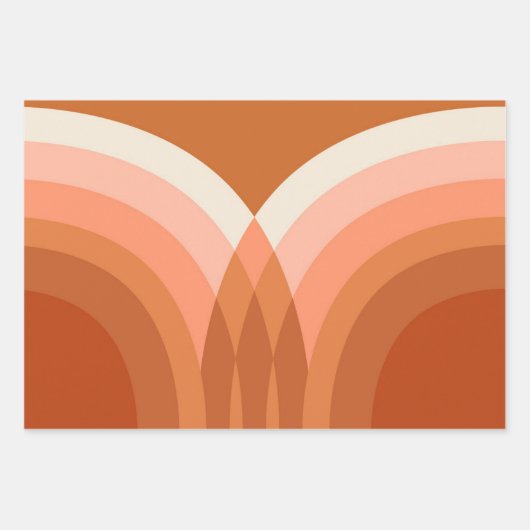 Retro Fire Flames Waves Rainbow Stripes 70er Hippi Geschenkpapier Set (Vorderseite 2)